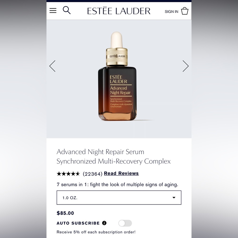 Advanced Night Repair Serum
Synchronized Multi-Recovery Complex NEW no box
